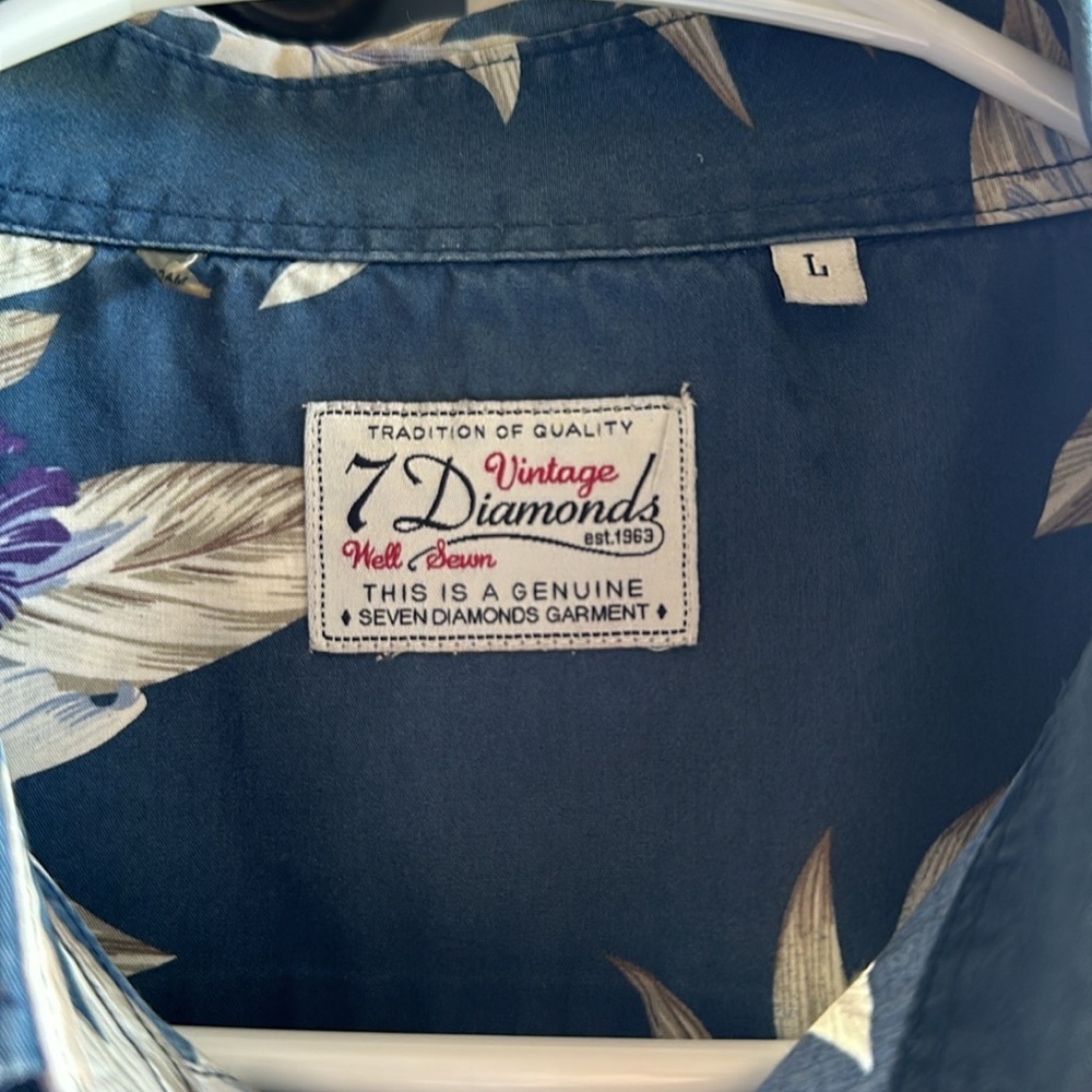 vintage 7 diamonds Hawaiian short sleeve slim shirt size Large